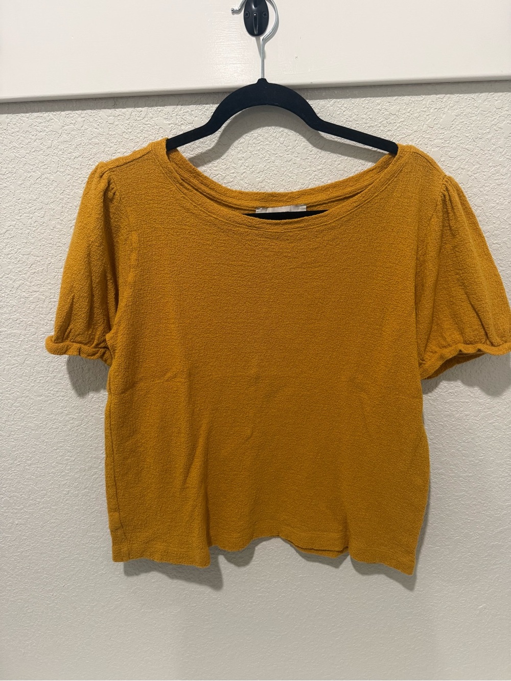 Loft Mustard Short Sleeve Textured Women’s Top